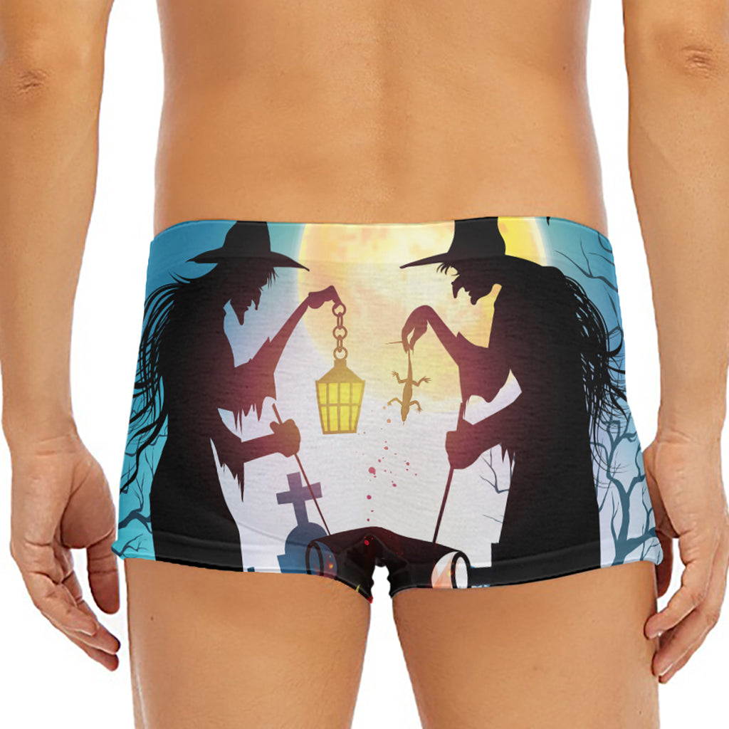 Halloween Witch And Cauldron Print Men's Short Boxer Briefs