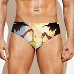 Halloween Witch And Cauldron Print Men's Swim Briefs
