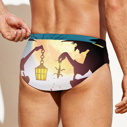 Halloween Witch And Cauldron Print Men's Swim Briefs