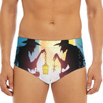 Halloween Witch And Cauldron Print Men's Triangle Swim Briefs