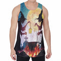 Halloween Witch And Cauldron Print Men's Velvet Tank Top