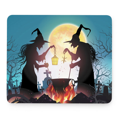 Halloween Witch And Cauldron Print Mouse Pad
