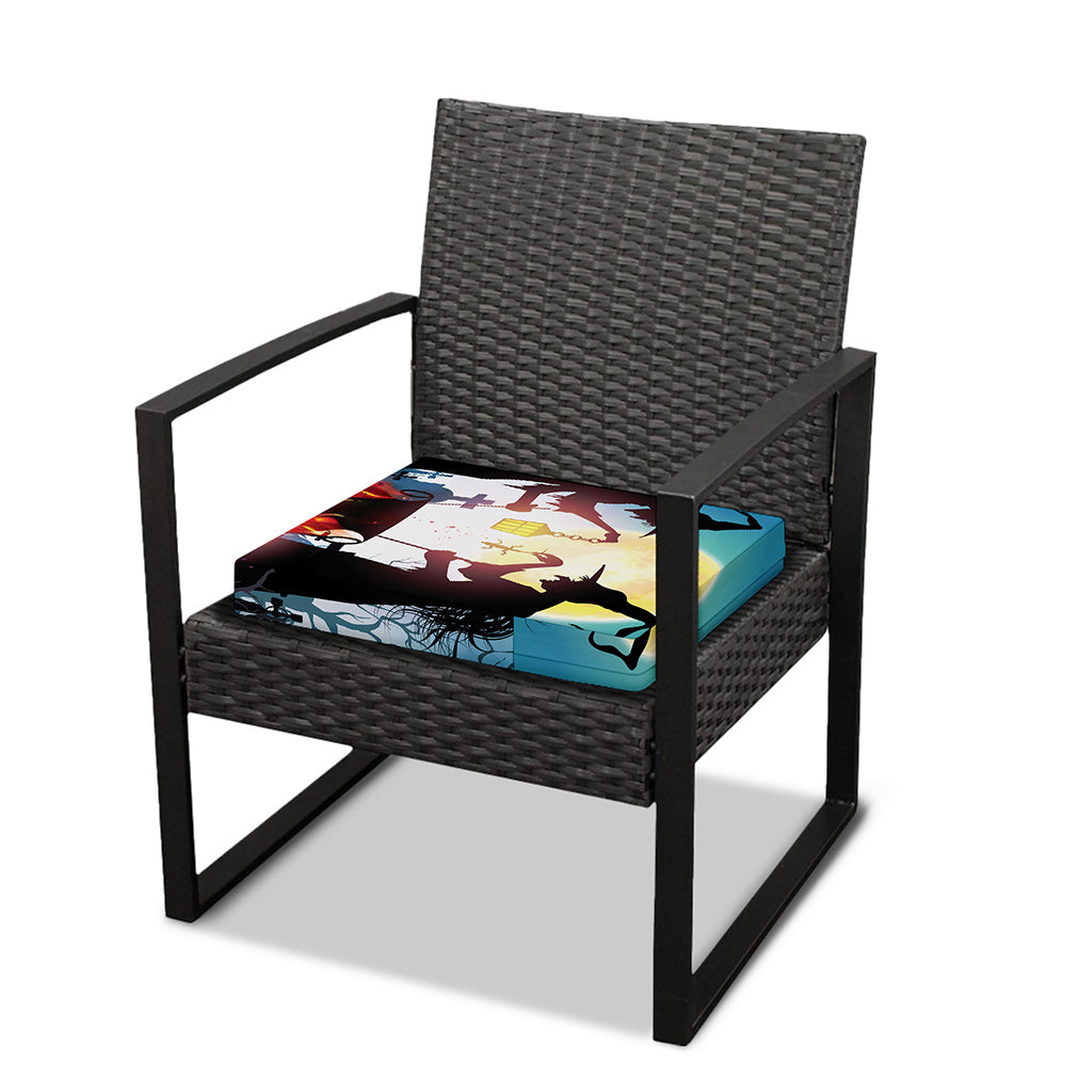 Halloween Witch And Cauldron Print Outdoor Seat Cushion Cover