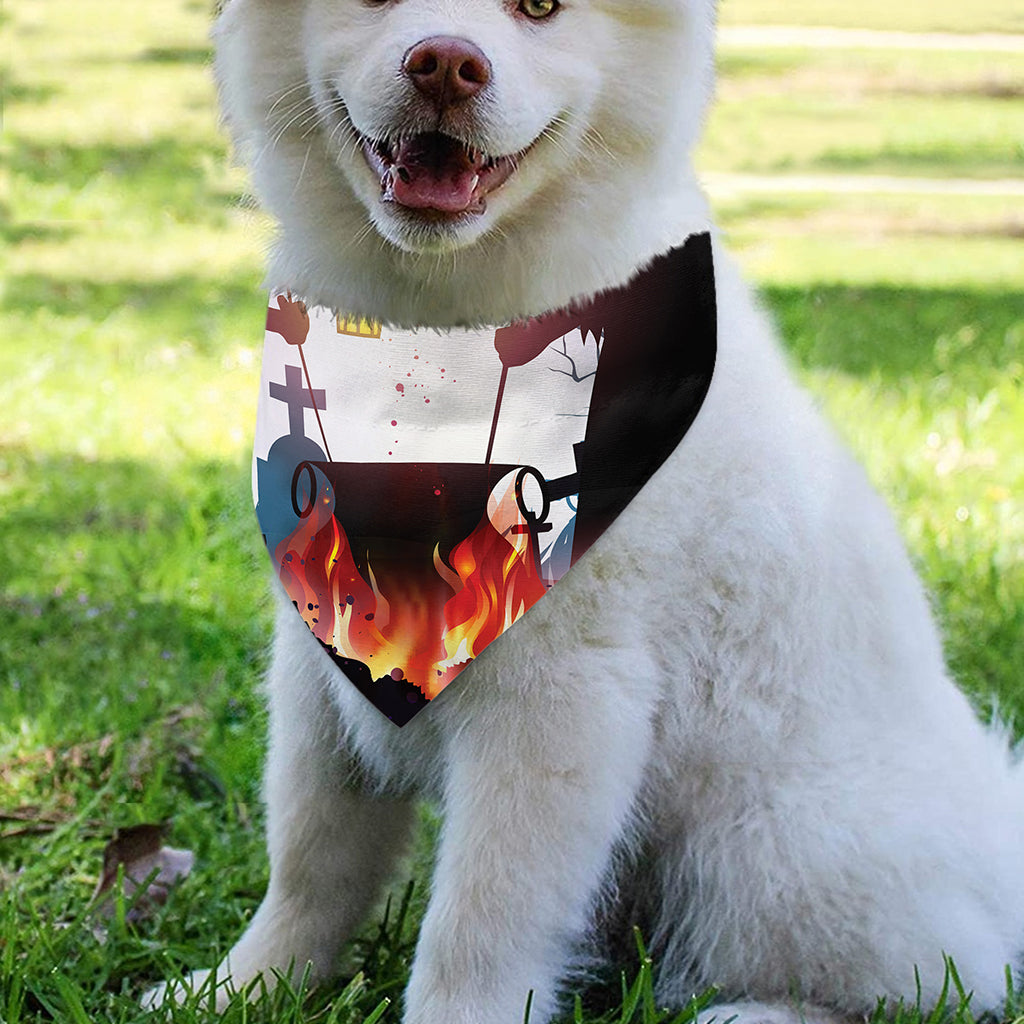 Halloween Witch And Cauldron Print Over The Collar Dog Bandana
