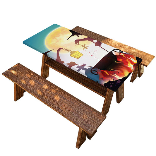 Halloween Witch And Cauldron Print Picnic Table Cover