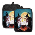 Halloween Witch And Cauldron Print Pot Holders With Pocket