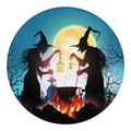 Halloween Witch And Cauldron Print Round Blanket