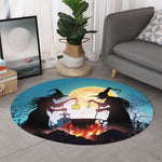 Halloween Witch And Cauldron Print Round Rug