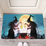 Halloween Witch And Cauldron Print Rubber Doormat