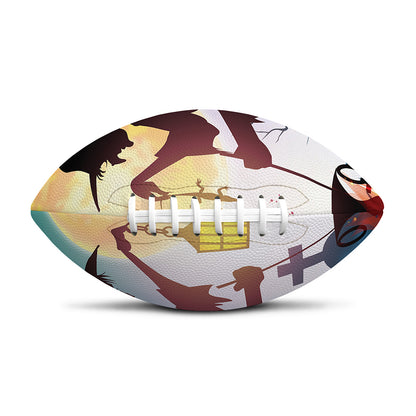 Halloween Witch And Cauldron Print Rugby Ball
