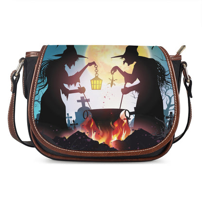 Halloween Witch And Cauldron Print Saddle Bag