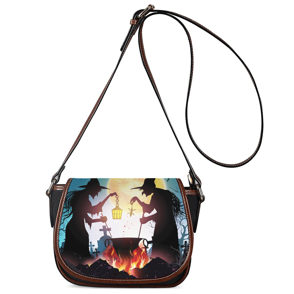 Halloween Witch And Cauldron Print Saddle Bag