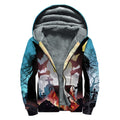 Halloween Witch And Cauldron Print Sherpa Lined Zip Up Hoodie