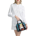 Halloween Witch And Cauldron Print Shoulder Handbag