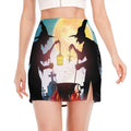 Halloween Witch And Cauldron Print Side Slit Mini Skirt