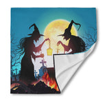 Halloween Witch And Cauldron Print Silk Bandana