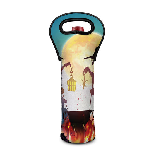 Halloween Witch And Cauldron Print Single Neoprene Wine Tote