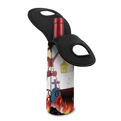 Halloween Witch And Cauldron Print Single Neoprene Wine Tote