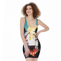Halloween Witch And Cauldron Print Sleeveless Bodycon Dress