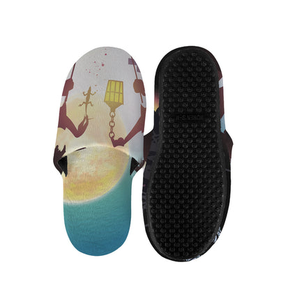 Halloween Witch And Cauldron Print Slippers