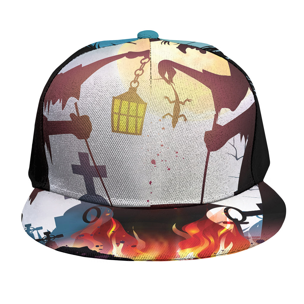 Halloween Witch And Cauldron Print Snapback Cap