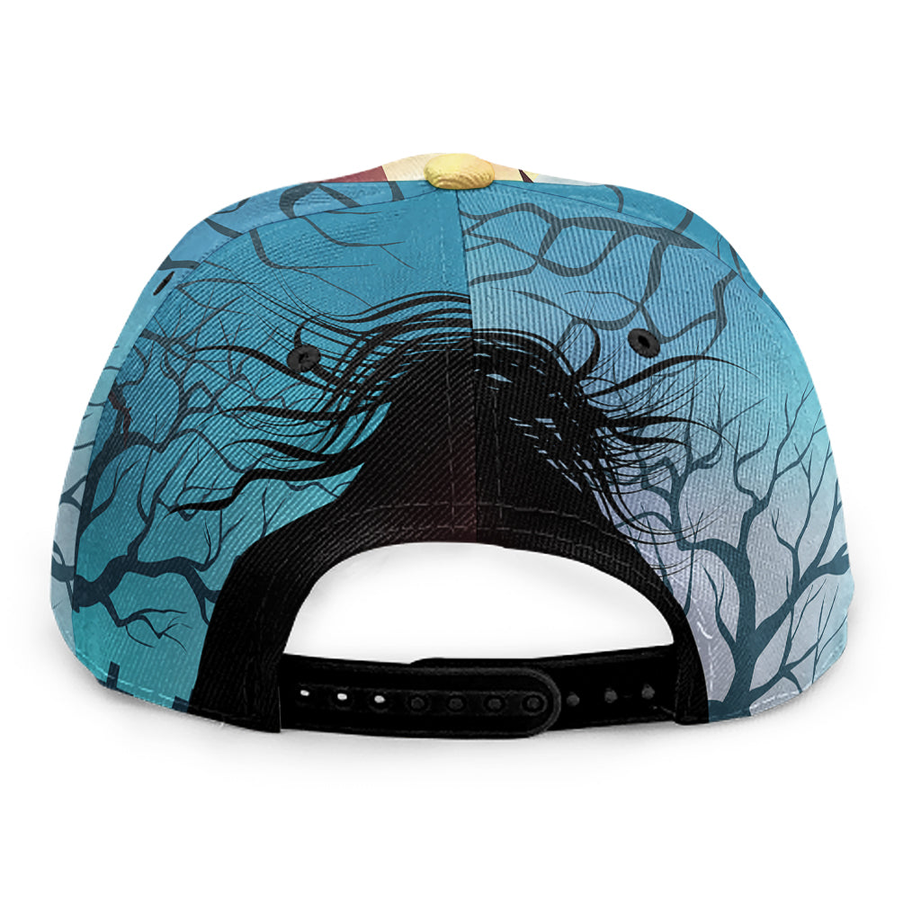 Halloween Witch And Cauldron Print Snapback Cap