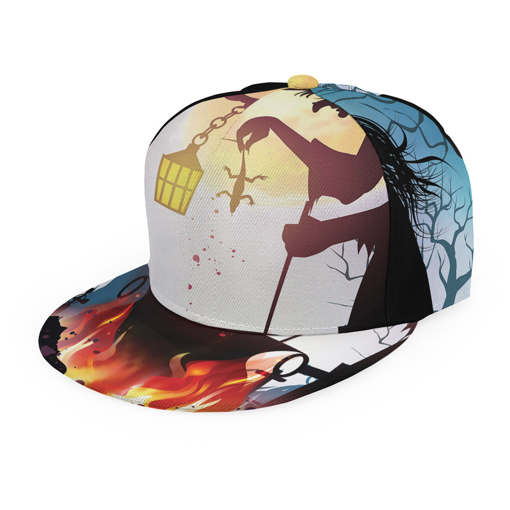 Halloween Witch And Cauldron Print Snapback Cap