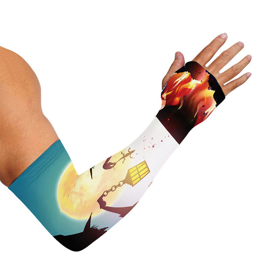 Halloween Witch And Cauldron Print Sun Protection Arm Sleeves