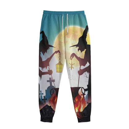 Halloween Witch And Cauldron Print Sweatpants