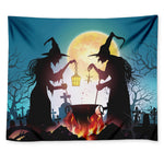 Halloween Witch And Cauldron Print Tapestry