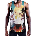 Halloween Witch And Cauldron Print Men's Workout Tank Top