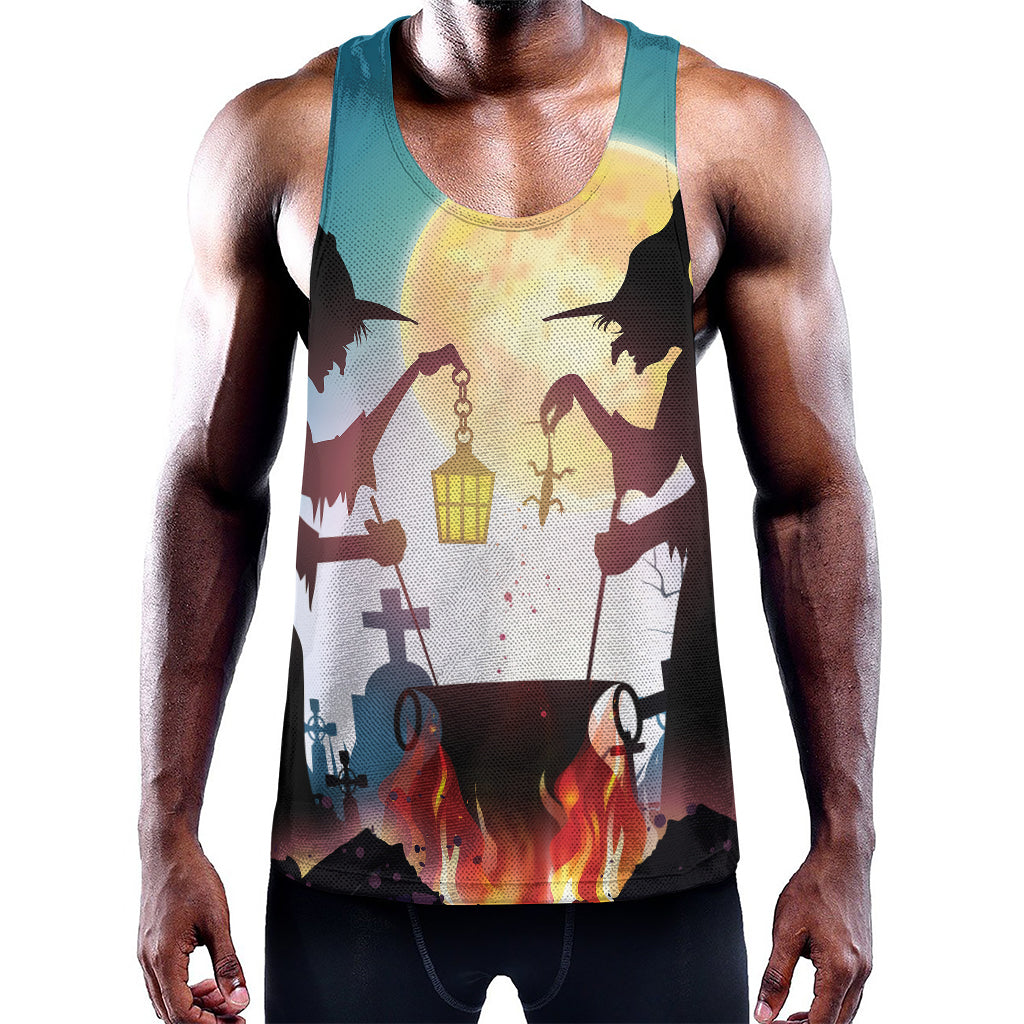 Halloween Witch And Cauldron Print Training Tank Top