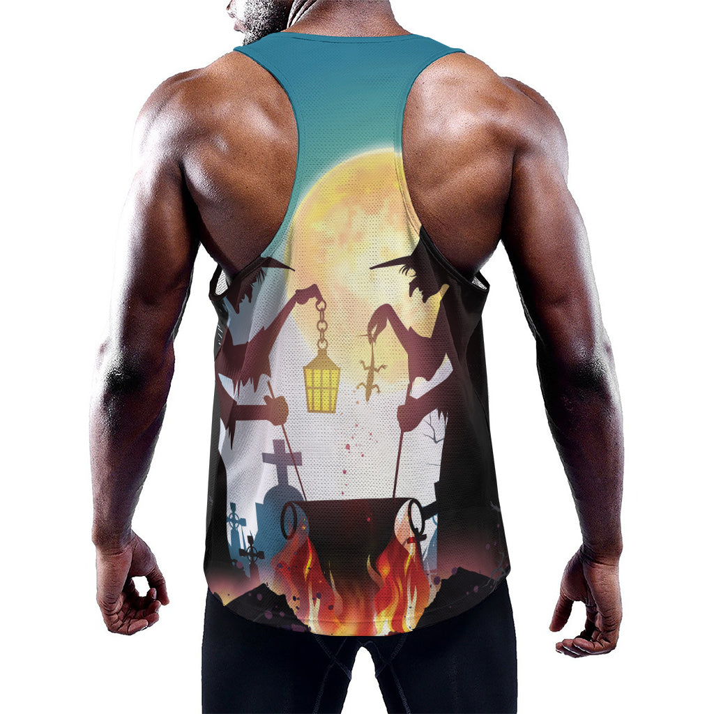 Halloween Witch And Cauldron Print Training Tank Top