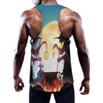 Halloween Witch And Cauldron Print Training Tank Top