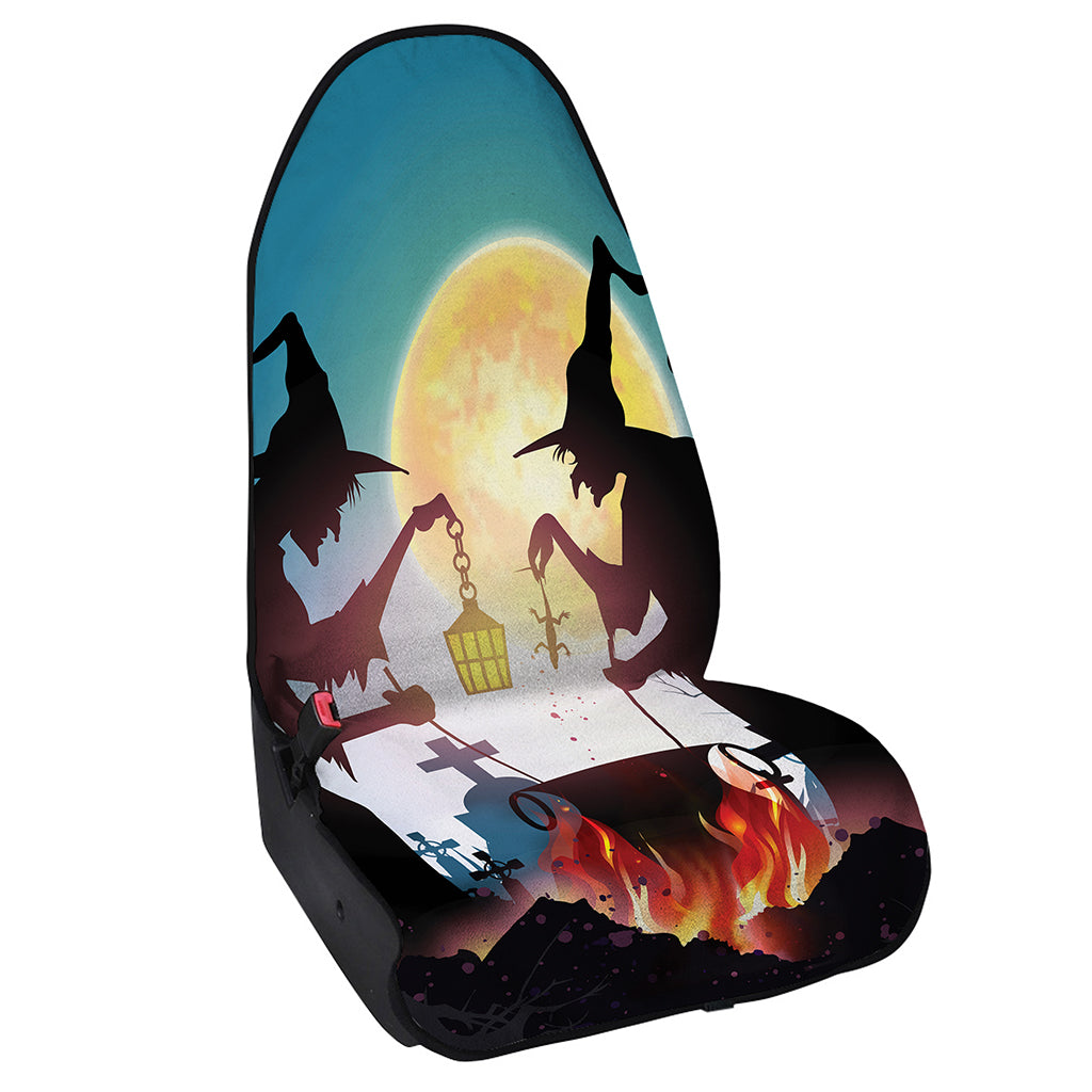 Halloween Witch And Cauldron Print Waterproof Car Seat Cover