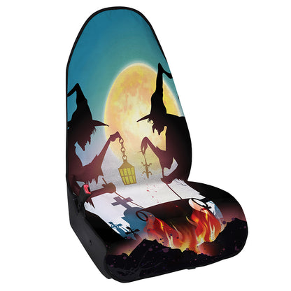 Halloween Witch And Cauldron Print Waterproof Car Seat Cover