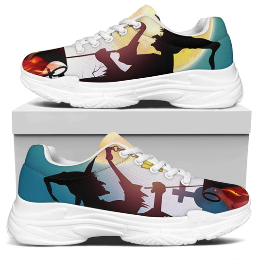 Halloween Witch And Cauldron Print White Chunky Shoes