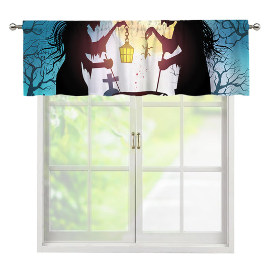 Halloween Witch And Cauldron Print Window Valance
