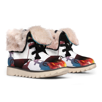 Halloween Witch And Cauldron Print Winter Boots