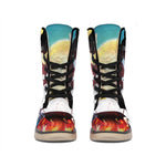 Halloween Witch And Cauldron Print Winter Boots