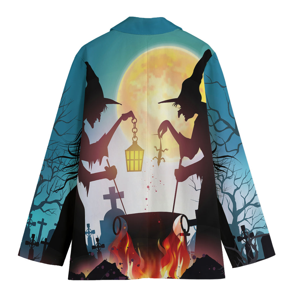 Halloween Witch And Cauldron Print Women's Blazer