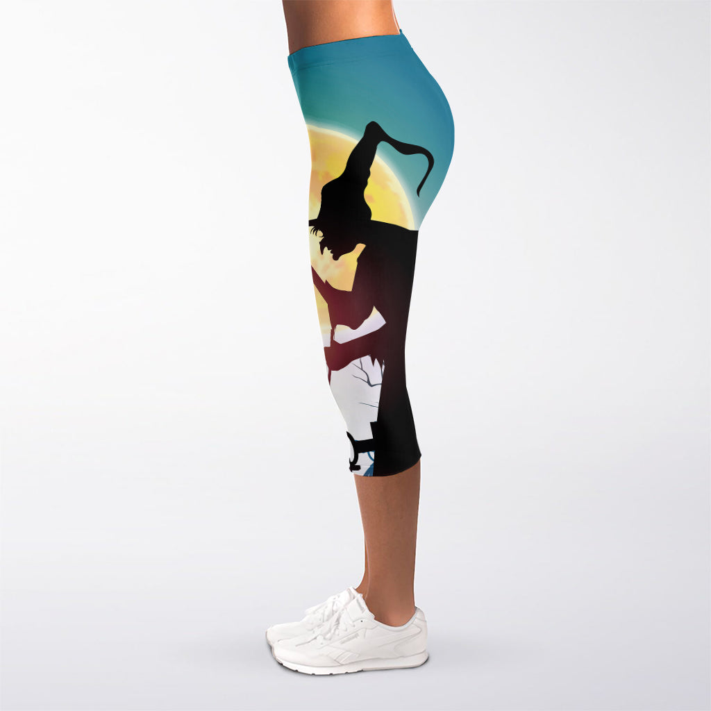 Halloween Witch And Cauldron Print Women's Capri Leggings