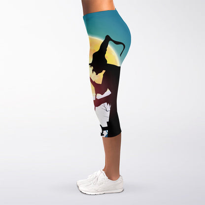 Halloween Witch And Cauldron Print Women's Capri Leggings