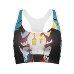 Halloween Witch And Cauldron Print Women's Sports Bra