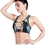Halloween Witch And Cauldron Print Women's Sports Bra