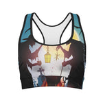 Halloween Witch And Cauldron Print Women's Sports Bra