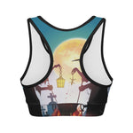 Halloween Witch And Cauldron Print Women's Sports Bra