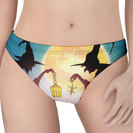 Halloween Witch And Cauldron Print Women's Thong