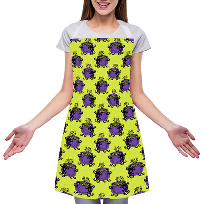 Halloween Witch Cauldron Pattern Print Adjustable Apron