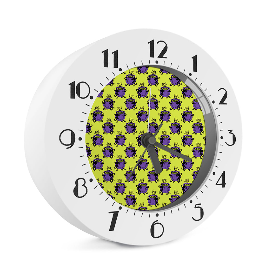 Halloween Witch Cauldron Pattern Print Alarm Clock
